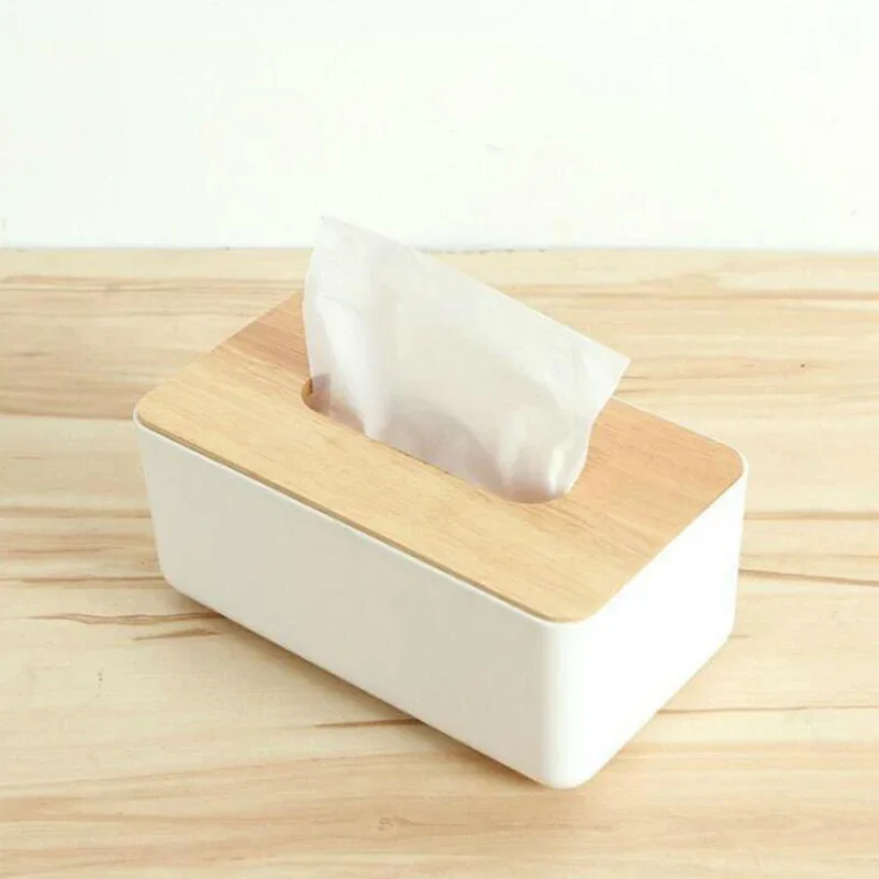 Tissue Box Wooden Cover Toilet Paper Box Solid Wood Napkin Holder Case Simple Stylish Home Car Tissue Paper Dispenser