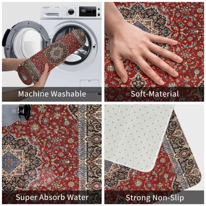 Vintage Oriental Traditional Moroccan Turkish Style Doormat Mat Anti-Slip Bohemian Bath Kitchen Garden Rug Carpet 40*60cm