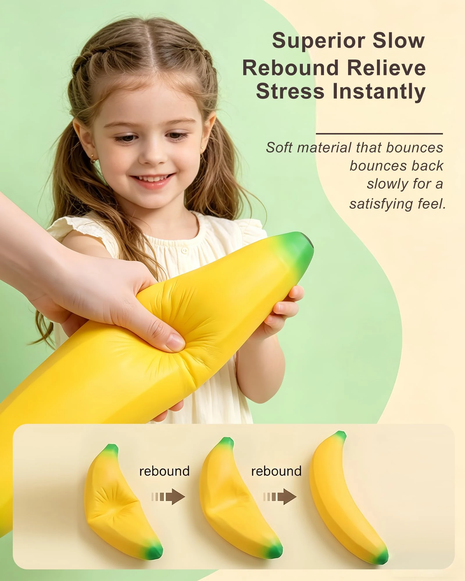 18/41cm Jumbo Squishy Banane Riesiger Quetsch-Stressball Langsam Rückfedernder Stressabbauender Geschenkartikel Heim- und Schreibtischdekoration zur Angstlinderung – Detail 6