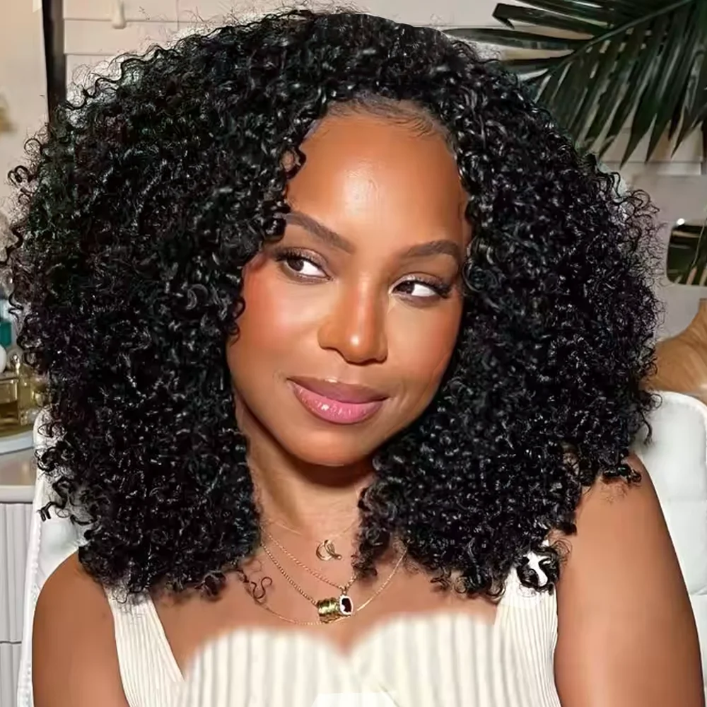 

16-32-дюймовый полупарик, вьющийся парик из человеческих волос, готовый к ношению, полупарик 3 в 1, с шнурком, плотность 200, вьющиеся полупарики