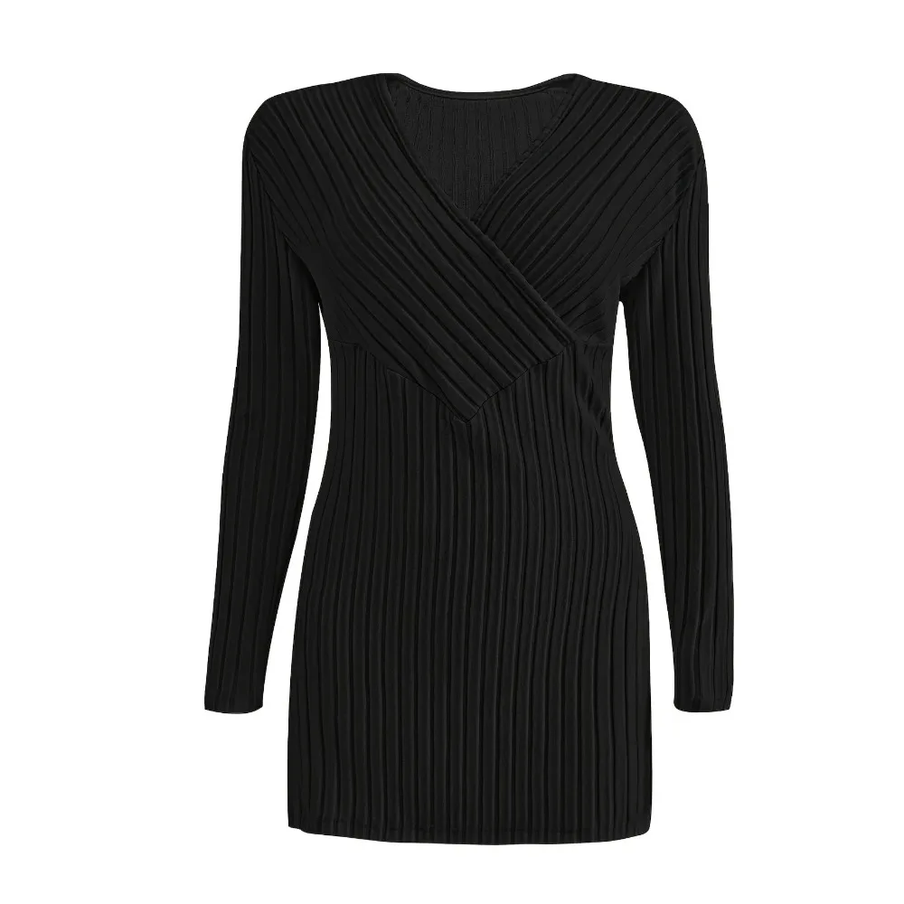 حجم كبير 1XL-5XL جديد المرأة الخريف/الشتاء جديد بلون محبوك القمم السيدات الأوروبية والأمريكية مضلع غير النظامية الشق