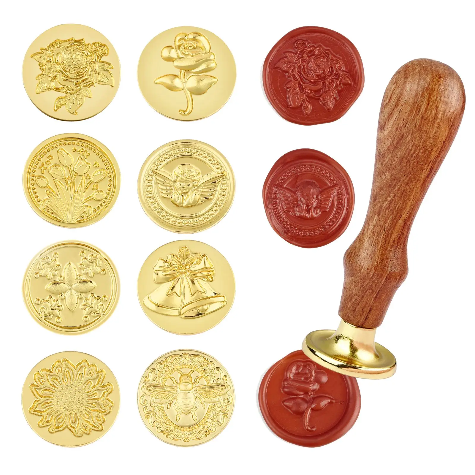 Flower Pattern Wax Seal Stamps Retro Happy Birthday Antique Wooden Sealing Scrapbooking Sollos Stempel Craft Wedding Decorative