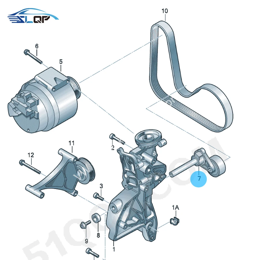 06J 903133 A สําหรับ VW Golf Jetta Tiguan Passat CC B7 Sciricco Audi Q3 A3 TT 1117 มม.เครื่องกําเนิดไฟฟ้าล้อ tensioner เข็มขัดชุด 06J 260849 อี