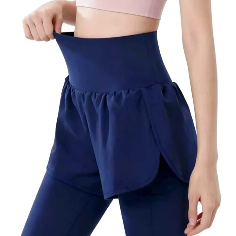 

(Защита колена с несколькими карманами) Мужчины Женщины Высокая талия Подтяжка ягодиц Спортивные колготки для бега 2 в 1, леггинсы для фитнеса, брюки с карманом