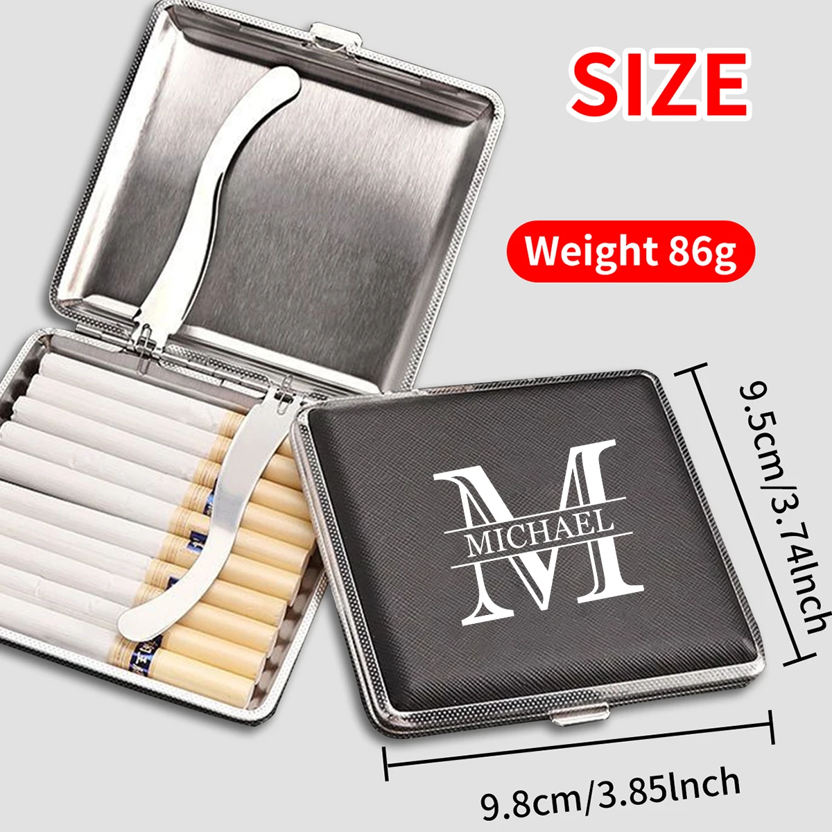Custom Engraving Name Leather Surface Cigarette Case, Personalized Portable Cigarette Storage Box Customized, Cheap Gifts