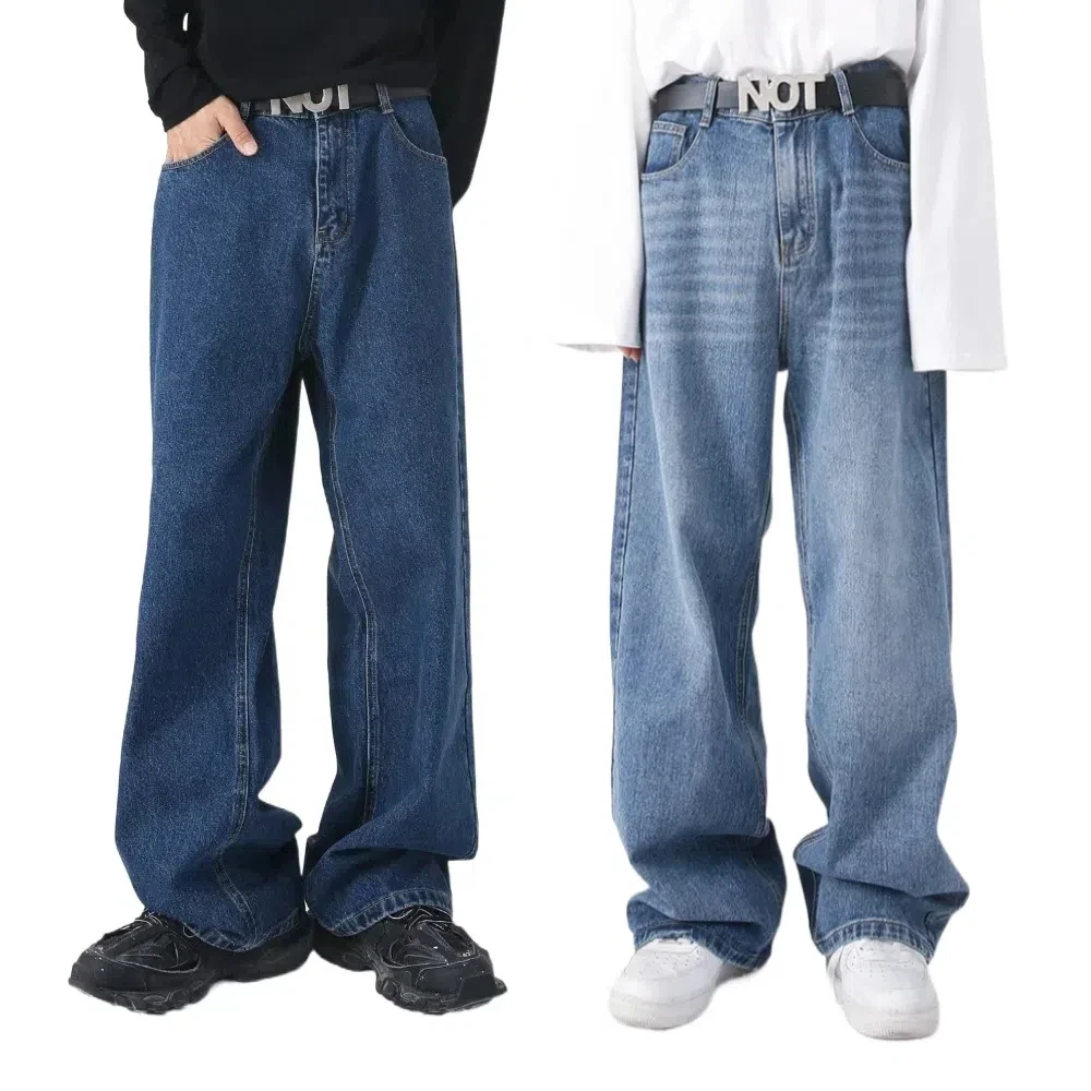 

Simple Ins Y2K Jeans Men High Waist Loose Straight Denim Trousers Retro Classic Cowboy Pants Spring Autumn