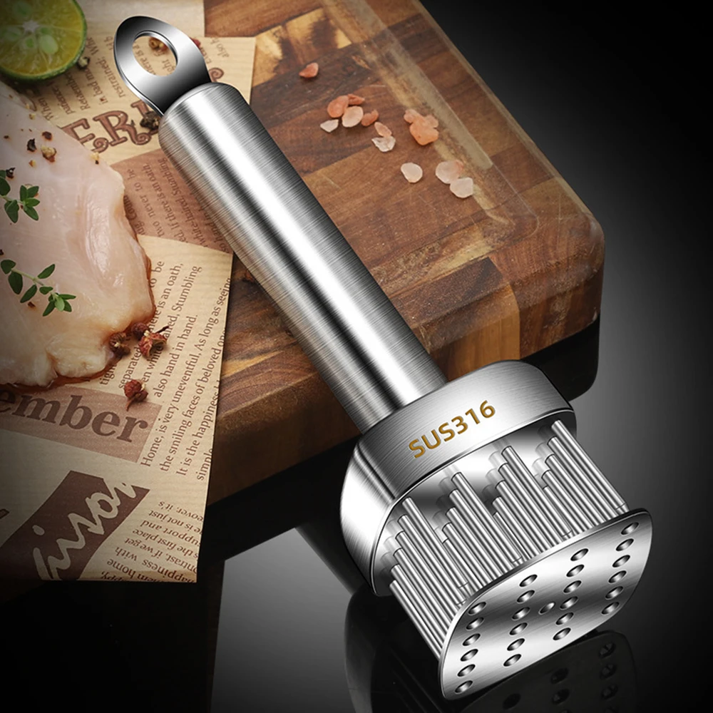 Stainless Steel Meat Tenderizer Tool, 24 Sharp Needles, Meat Piercing, Tenderizing Steak, Beef