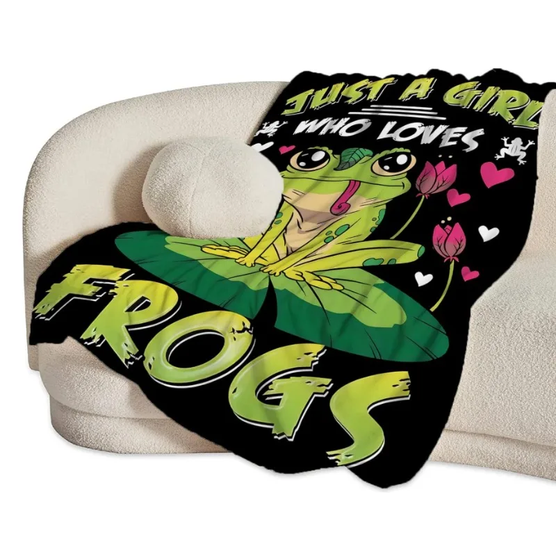 مجرد بطانية فتاة تحب الضفادع، بطانية رمي اللوتس الناعمة والدافئة والمريحة، هدية للنساء والفتيات والأولاد البالغات
