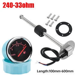 240-33ohm Fuel Level Gauge Stainless Steel Marine Fuel Level Gauge Sensor 100mm-600mm for Car Boat Indicator E-F Range