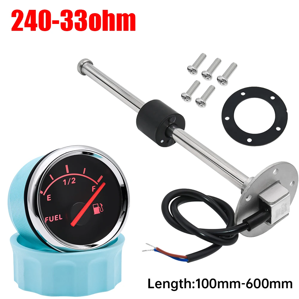 Wskaźnik poziomu paliwa 240-33ohm ze stali nierdzewnej morski wskaźnik poziomu paliwa czujnik 100mm-600mm dla samochodu wskaźnik łodzi zakres E-F
