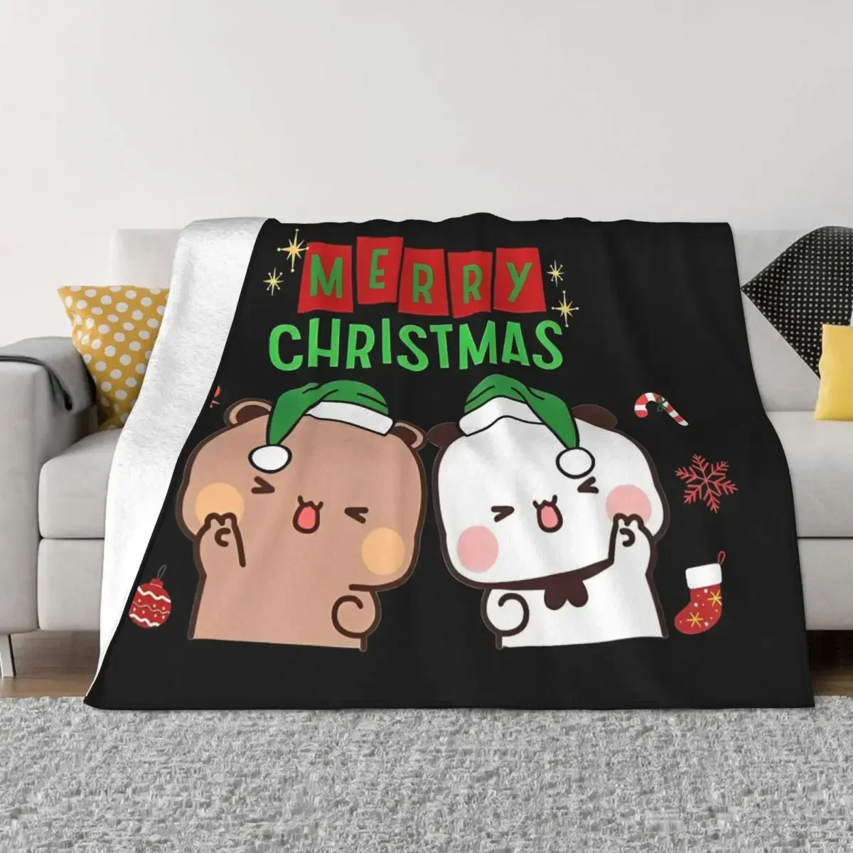 

С Рождеством DuDu Bear BuBu Panda фланелевое одеяло рождественские одеяла для кровати уличное теплое одеяло для спальни