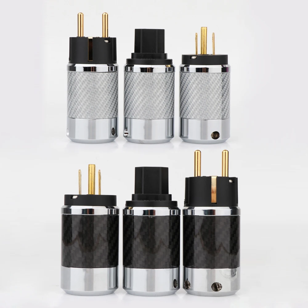 Preffair WCF4-G ألياف الكربون مطلية بالذهب مع طوقا الاتحاد الأوروبي القياسية الأوروبية IEC أنثى التوصيل لتقوم بها بنفسك كابل الطاقة الرئيسي