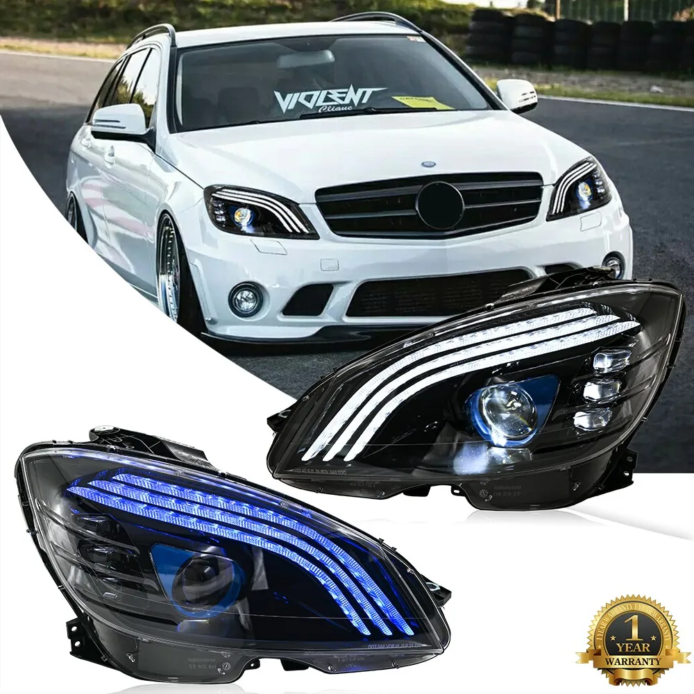 

1 комплект светодиодных фар в сборе для Benz W204 C-Class Xenon 2008-2011, передние фары в сборе, пара указателей поворота, передние фары
