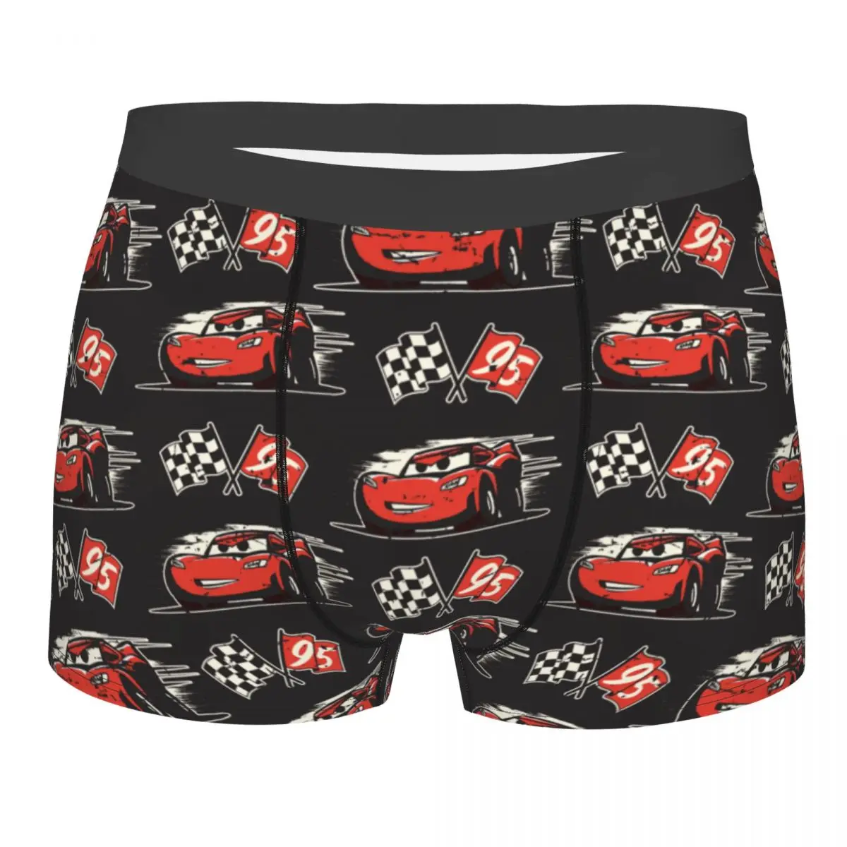 Funny Boxer Cars 3 Lightning McQueen Flag Shorts Panties Briefs Men Underwear Breathable Underpants for Male Plus Size