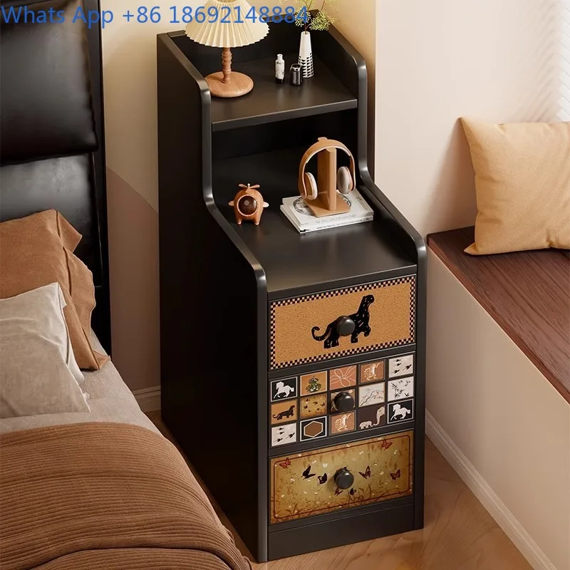 Bedside Table Small Storage Cabinet Vintage Style Bedroom Bedside Ultra-narrow Narrow