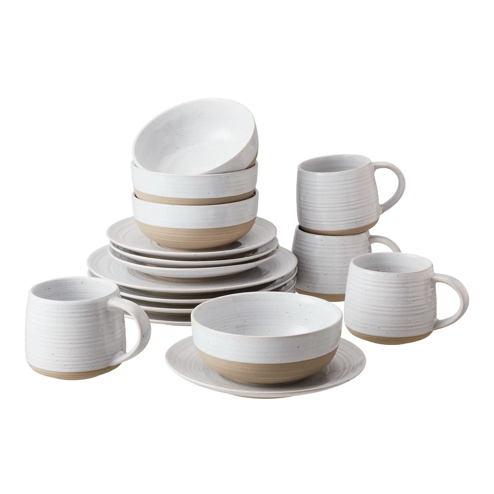 

Abott White Round Stoneware 16-Piece Dinnerware Set