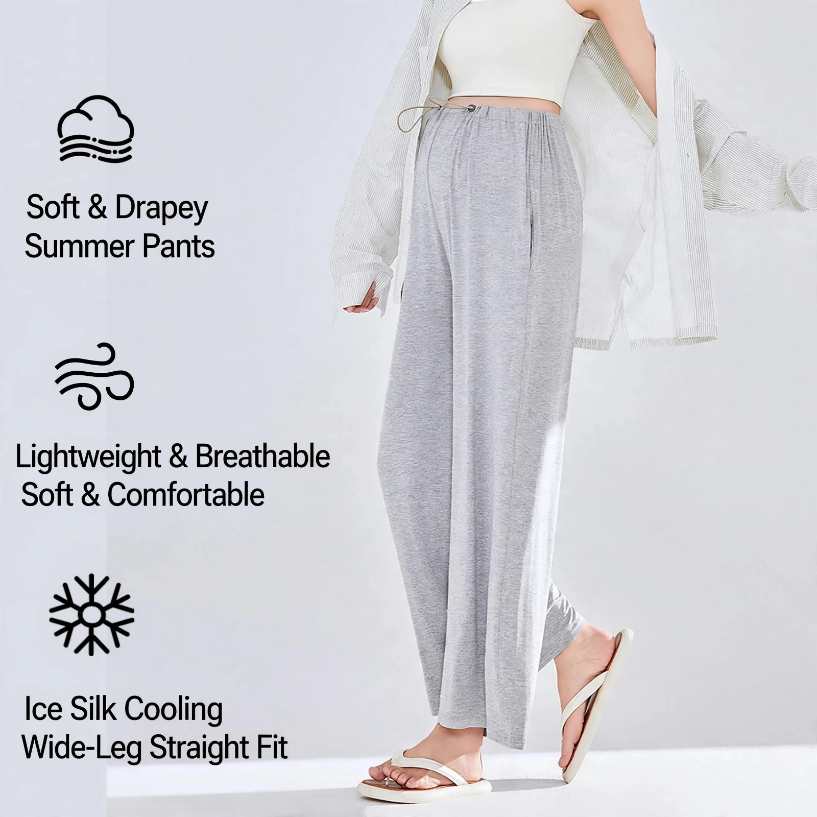 Maternity Maternity Pants Breathable Loose High Waist Wide Leg Home Wear Pregnant Women Thin Summer Spring Viscose Casual Daily - Aliexpress Deal