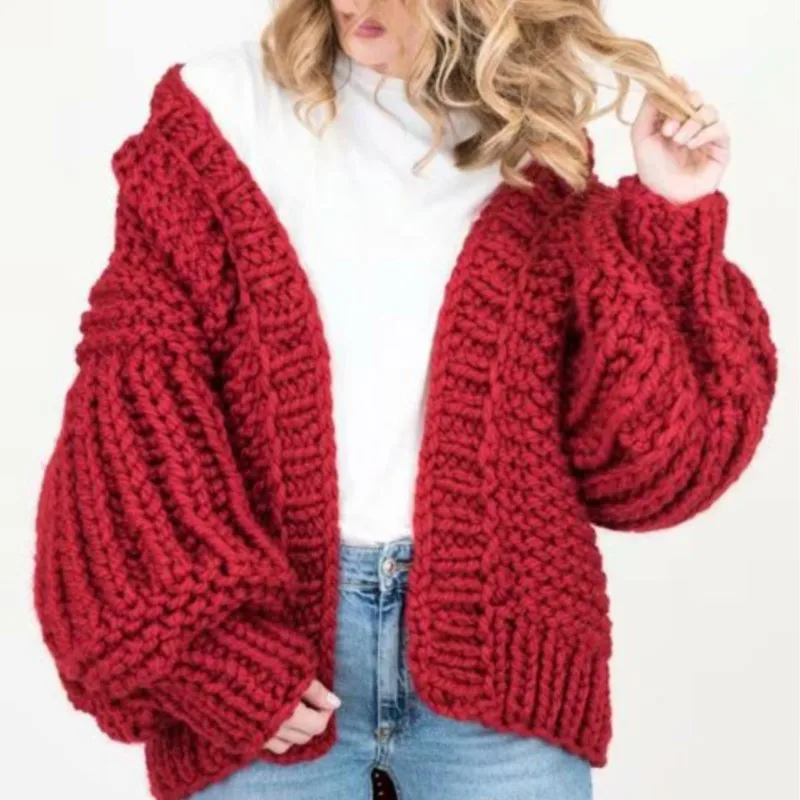 البوهيمي خمر محبوك يدويا الخفافيش فانوس كم سترة سترة 2026 الخريف والشتاء سترة سترة الإناث سترة معاطف