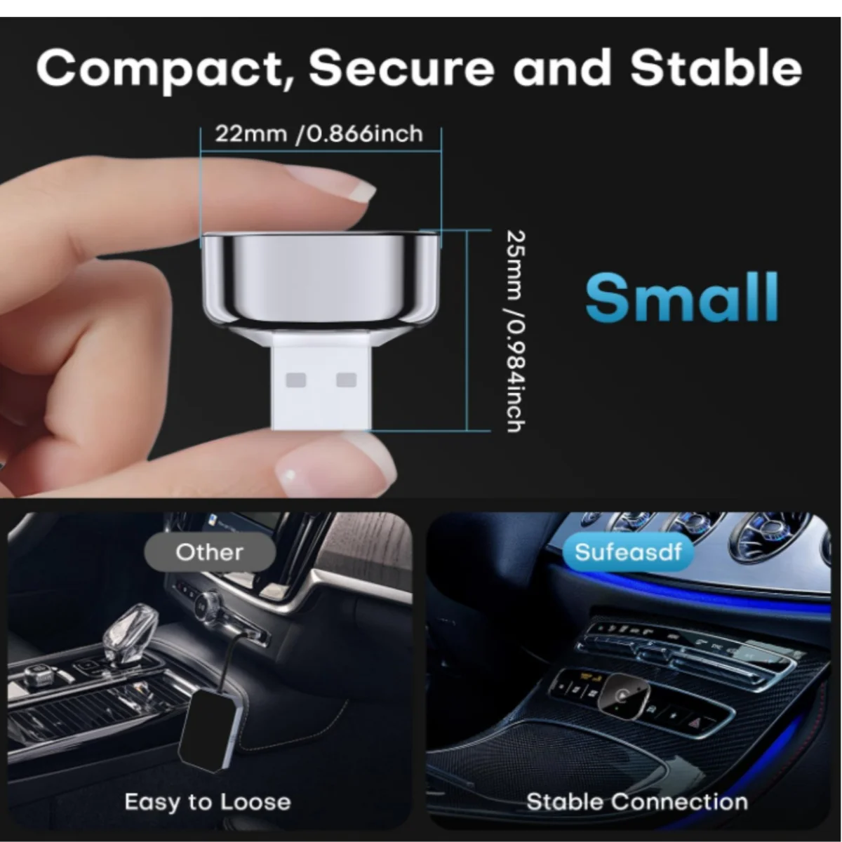 Wireless CarPlay Adapter Convert Wired to Wireless Dongle 5GHz WiFi Fast Connection Low Latency Plug & Play for Car