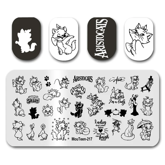 Nail Stamping MouTeen-217 Disney Aristocats Marie Cat Nail Stamping Plates Manicure Set For Nail Art Stamper