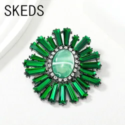 SKEDS Vintage Baroque Luxury Rhinestone Sun Flower Brooches Badges For Women Men Retro Palace Gorgeous Pins Jewelry