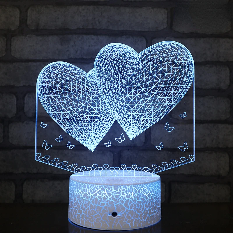 Nighdn Heart 3D Lamp Illusion Led Night Light for Bedroom Decoration Creative LOVE Christmas Birthday Gift for Couple Kids Women