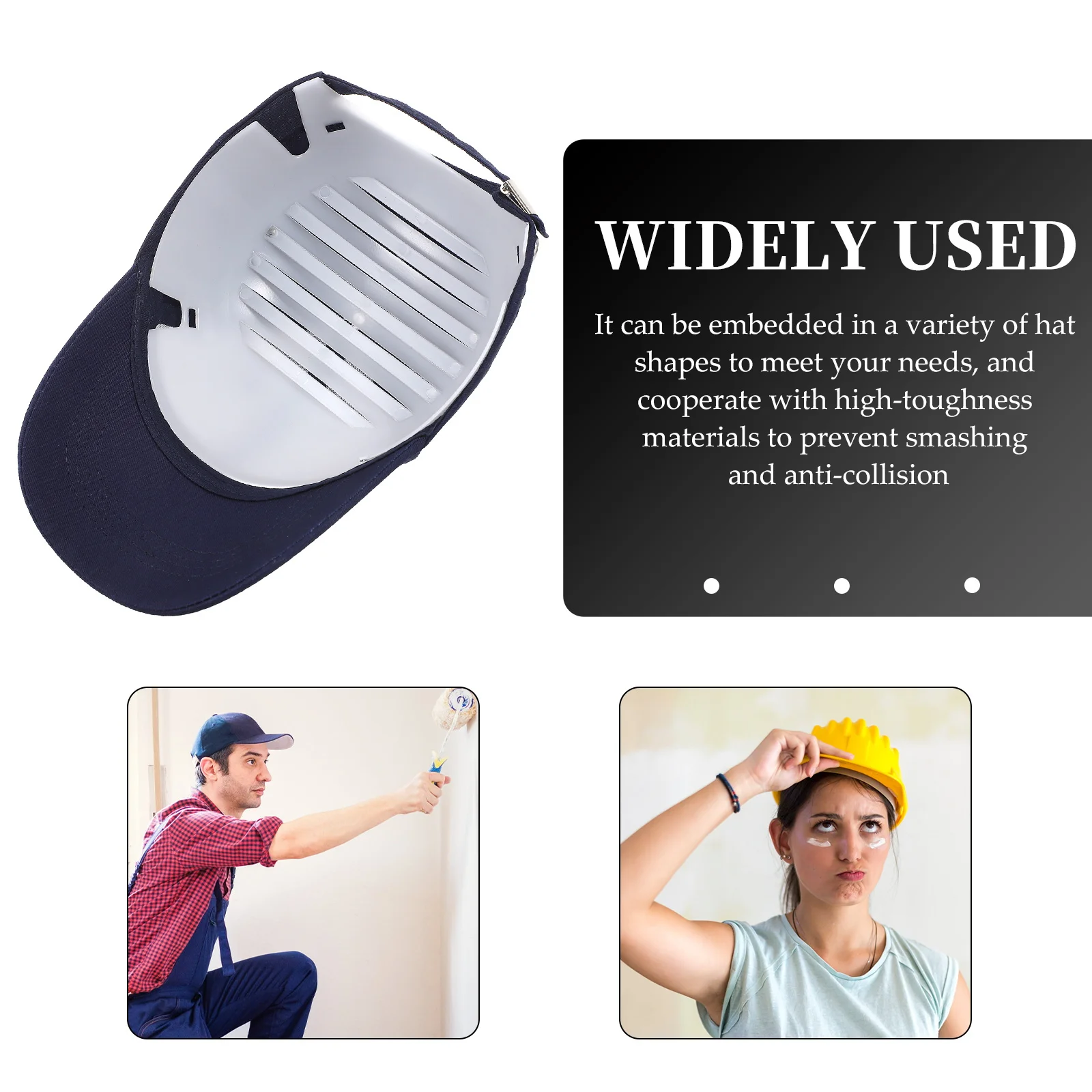 

2Pcs Protective Bump Caps Inserts Compact Breathable Baseball Hat Insert Safety Anti-Collision Head Protection