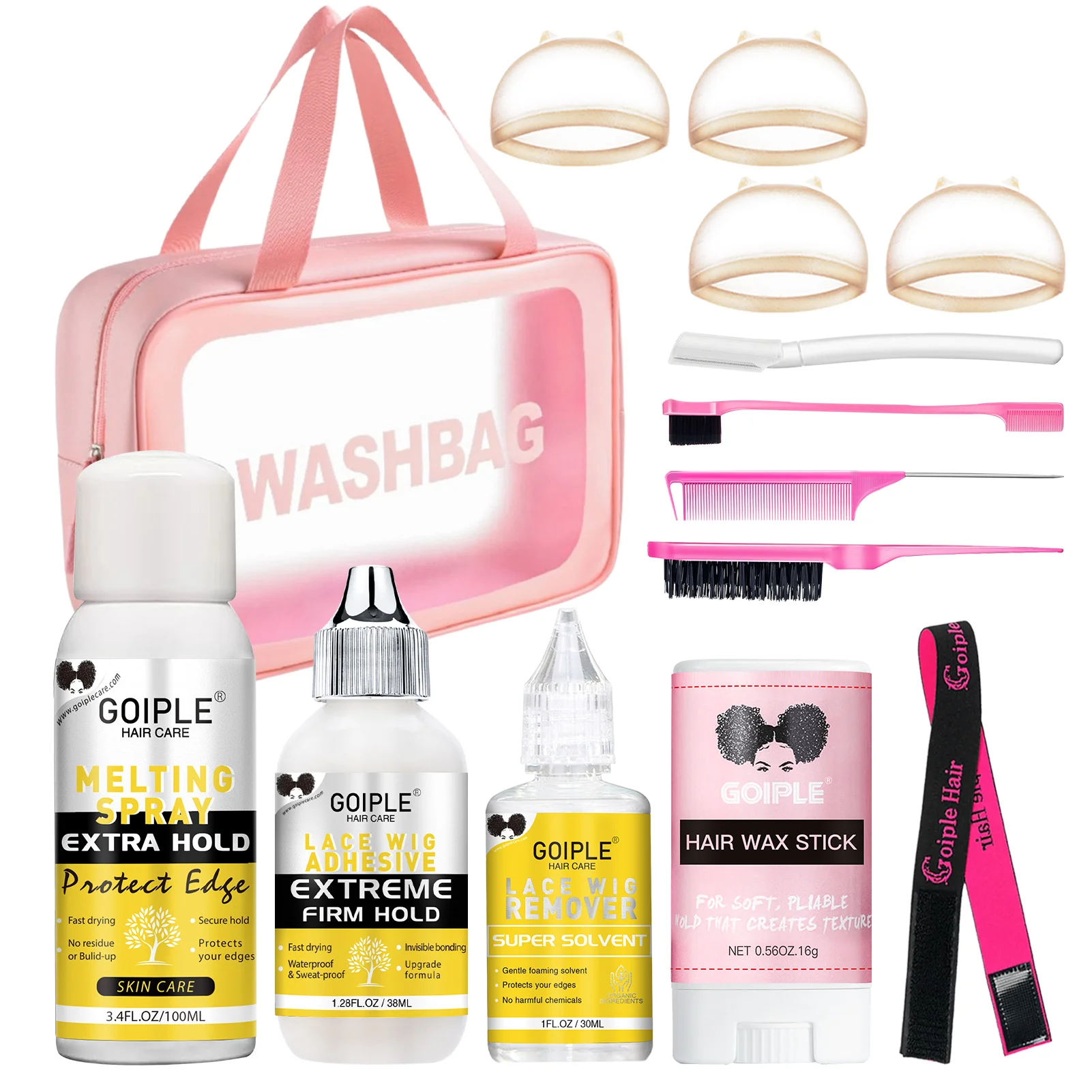 

Strong Hold Melting Spray Long Lasting Extra Hold Wig Glue Spray Waterproof Lace Glue Invisible Wig Glue Wig Install Kit Set