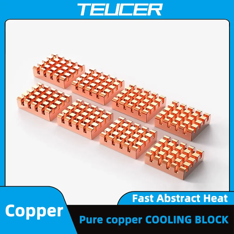 TEUCER Pure Copper Video-memory Storage Cooling Radiators With Thermal Pad On Back for Motherboards Videocards Chips Heatsink