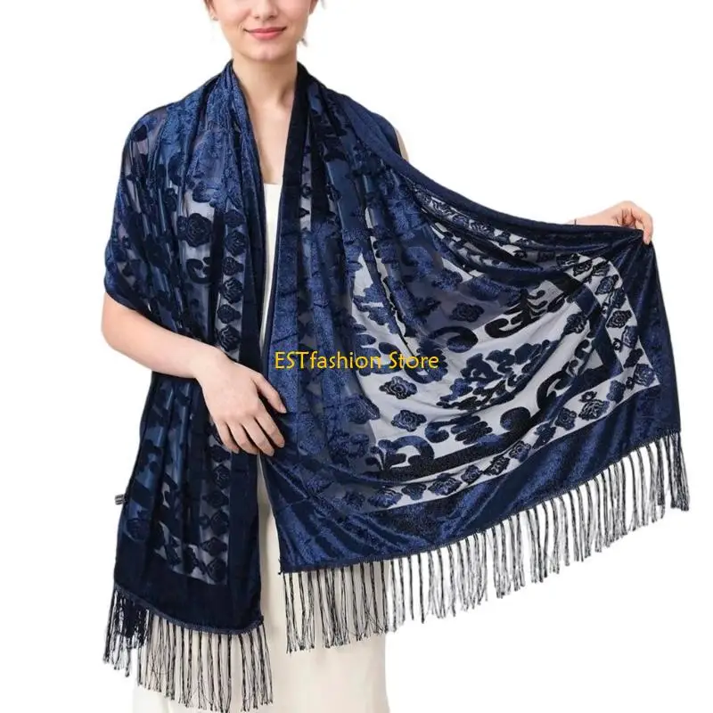 

Y5GC Elegant Women Shawl Shoulder Wrap for Chipao Dress Traditional Ethic Scarf