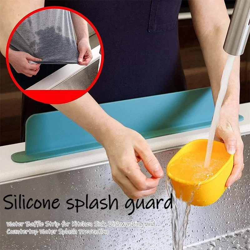 Silicone Sink Water Baffle Kitchen Splash Guard Water Barrier for Washing Basin Sink Hand Basin Silicone Water Stopper Strip