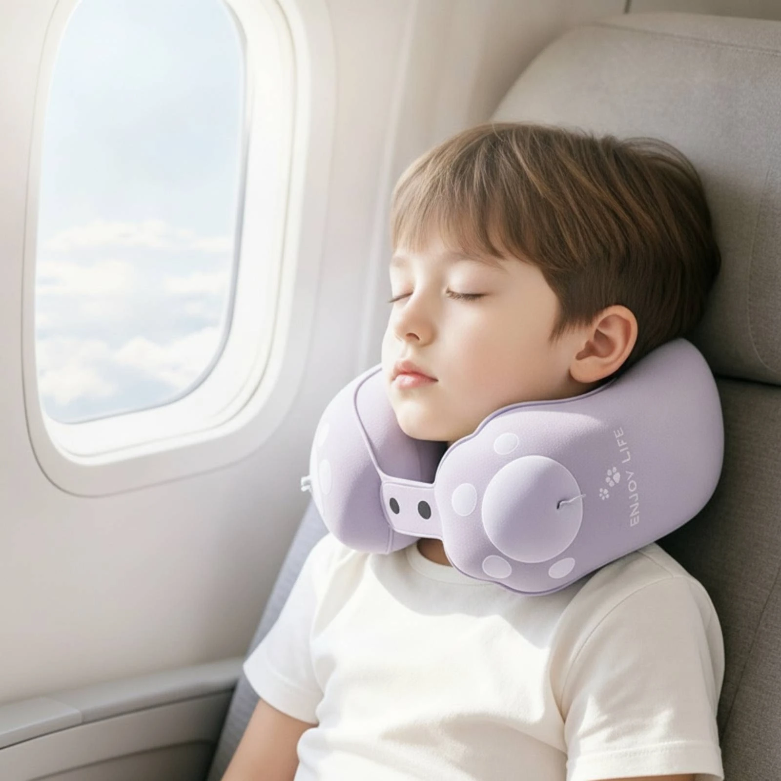 Inflatable Travel Neck Pillow Lightweight U-Shaped Travel Pillow Soft Long-Lasting for Children, Airplane, Car Rides