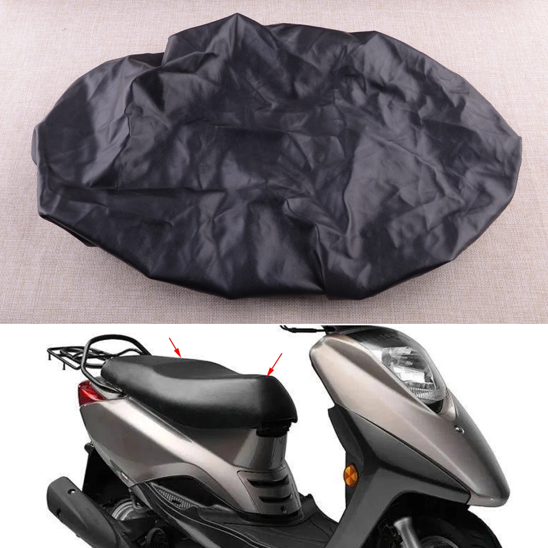 

Black Waterproof Rain Proof Saddle Seat Protector Cover PU Leather for Motorcycle Motorbike Scooter