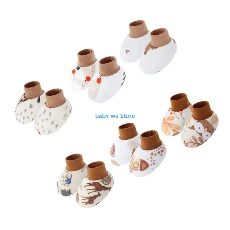 جوارب داخلية للرضع مكونة من 6 أزواج من القطن بأصفاد قابلة للتمدد وطباعة شخصيات كرتونية لطيفة لحماية الزحف أحذية أرضية 4XBD #2