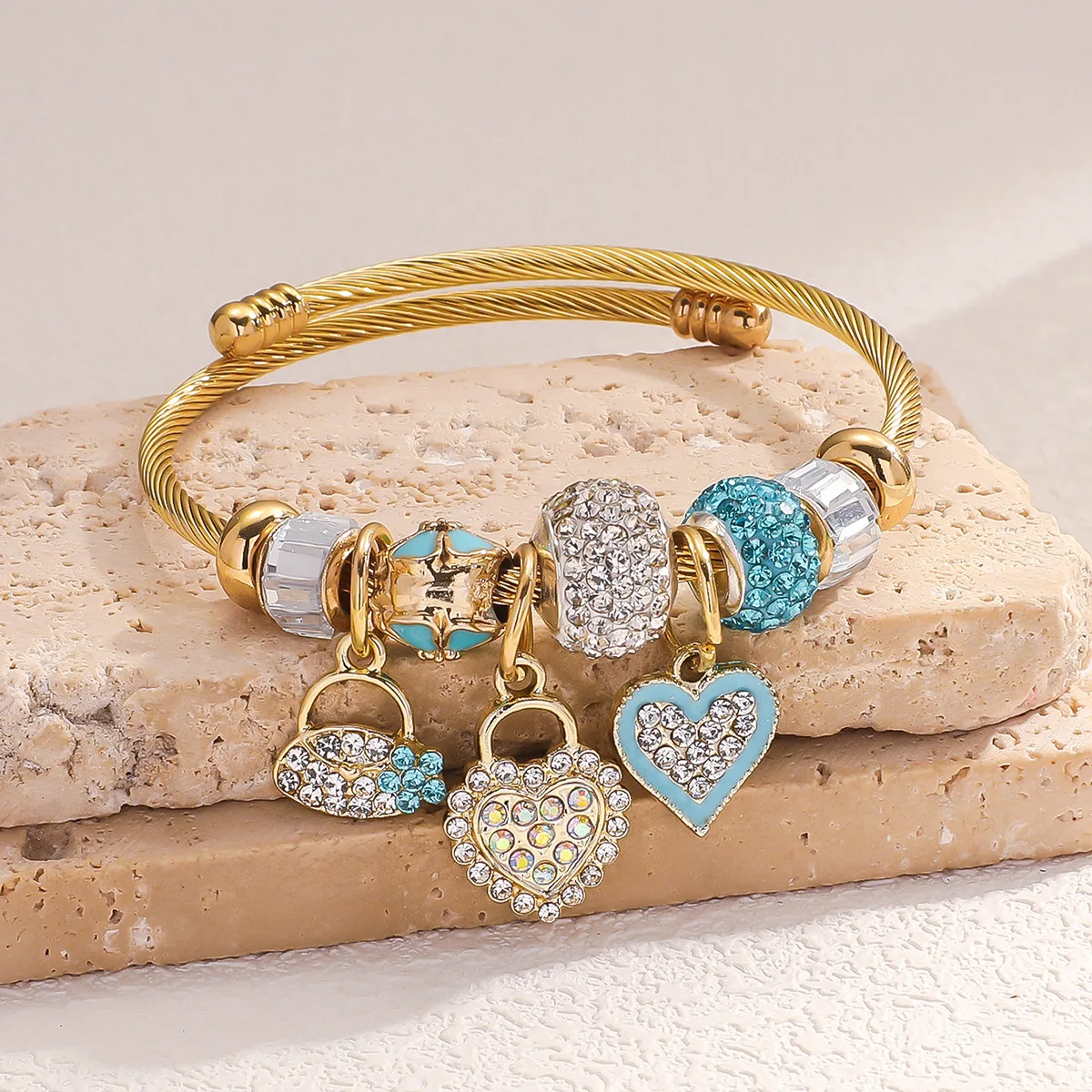 

Fashion Multi Element Stainless Steel Circle Panjiadora Beaded Love Bracelet Suitable for Women's Dating, Daily Holiday Gifts