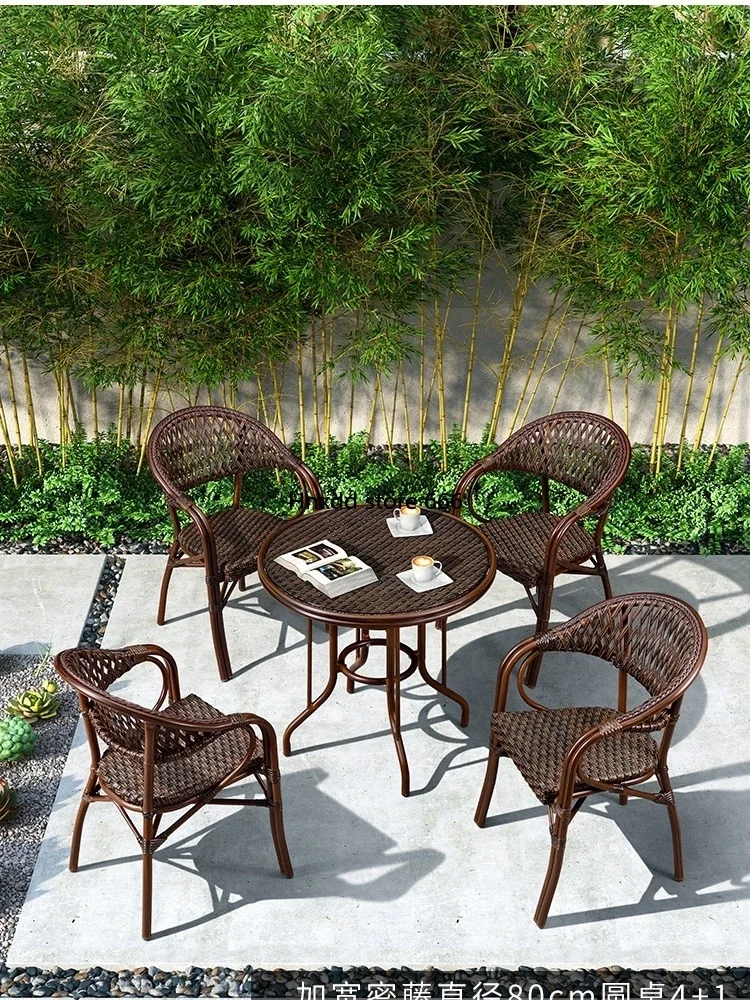 

Rattan outdoor tables and chairs balcony three-piece set outdoor courtyard garden leisure open-air rattan tables and chairs