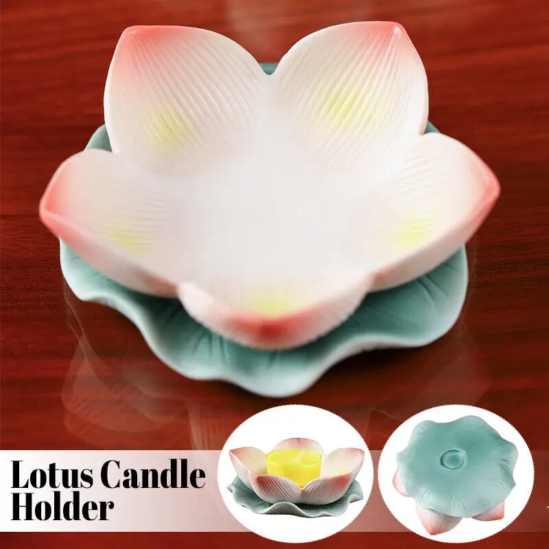 

2pcs Ceramics Lotus Flower Candle Holder Candlestick Home Decor Craft Tea Light Wedding Table Decor Candle Container New