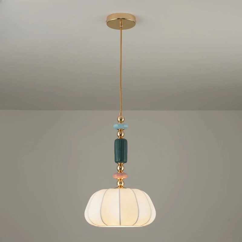 

French Style Retro Silk Pendant Light Dining Table Kitchen Restaurant Bedsroom Bedside Designer Creative Home Decor Hanging Lamp