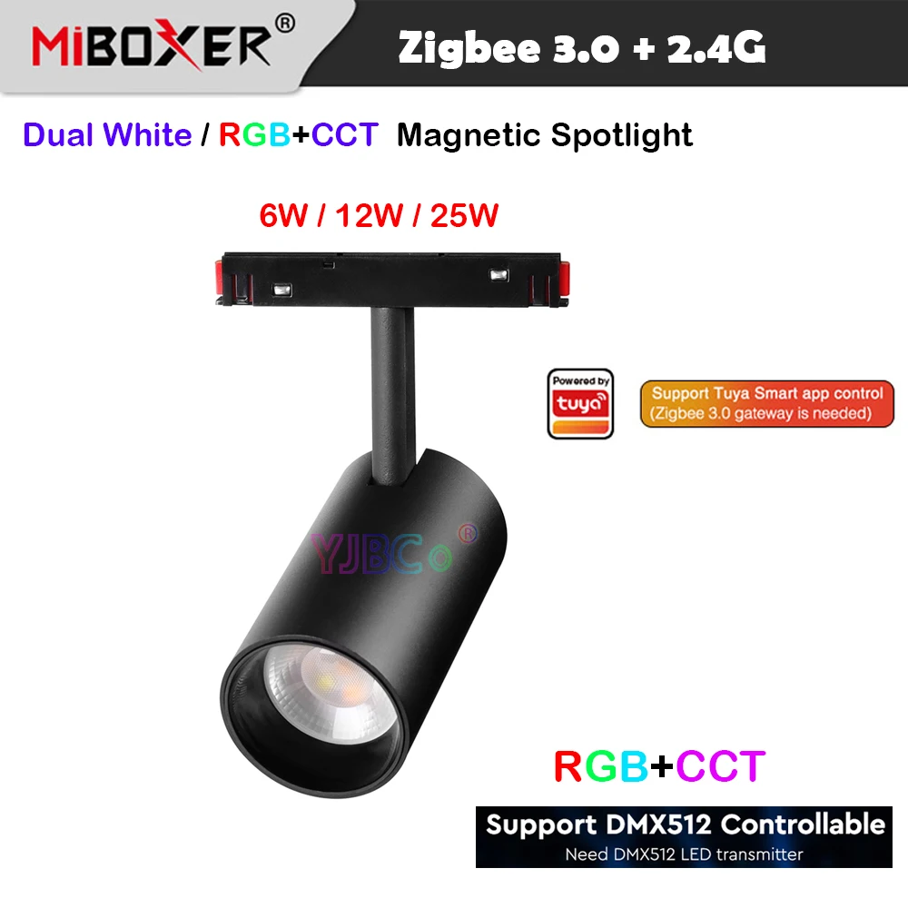 miboxer smart led refletor magnetico luz de teto tracklamp controle remoto branco duplo cct rgbcct 24g zigbee 30 6w 12w 25w 48v 01