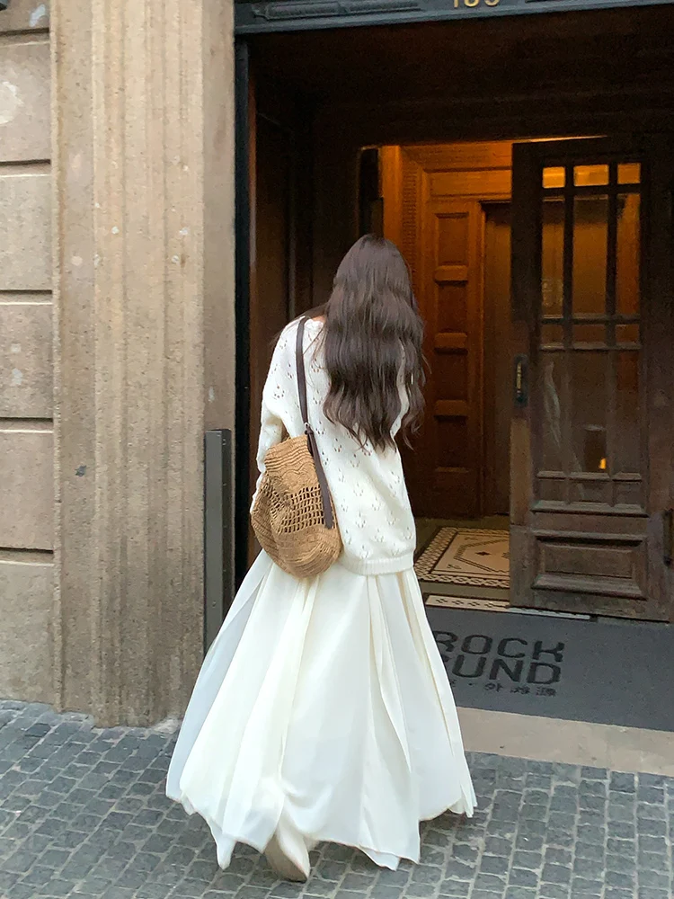 

Мягкая асимметричная шифоновая юбка-полусолнце, элегантная, стройнящая, А-силуэта, для женщин, в нежном стиле, из полиэфирного волокна, с завышенной талией