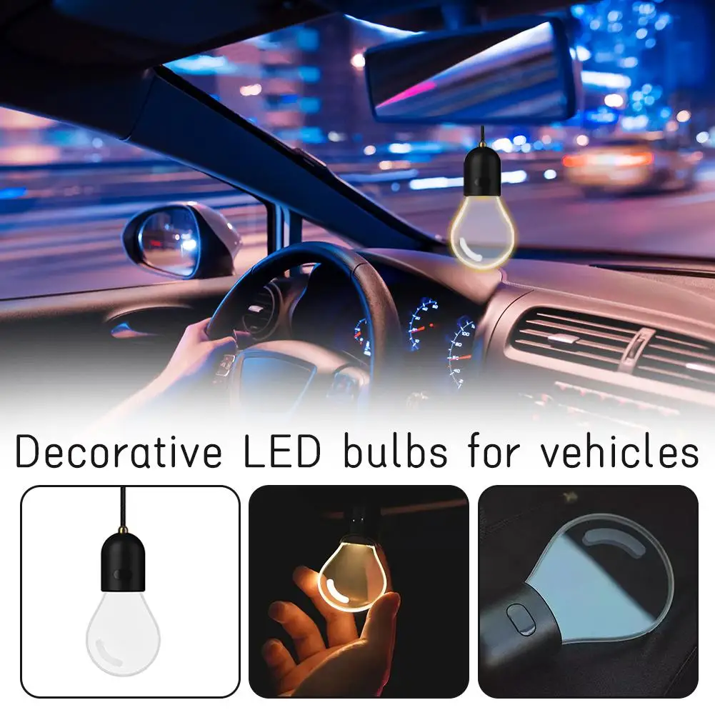 Portable LED Small Bulb Car Interior Light Decor String Hanging Bulb High-end Atmosphere Soft Glow Long Journeys Creative Gift