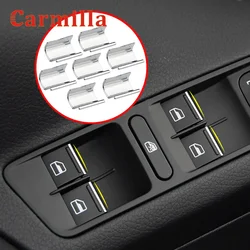 Carmilla for Skoda Octavia Fabia 2 Yeti Car Door Window Lift Button Switch Sequin Interior Mouldings ABS Chrome Trim Accessories