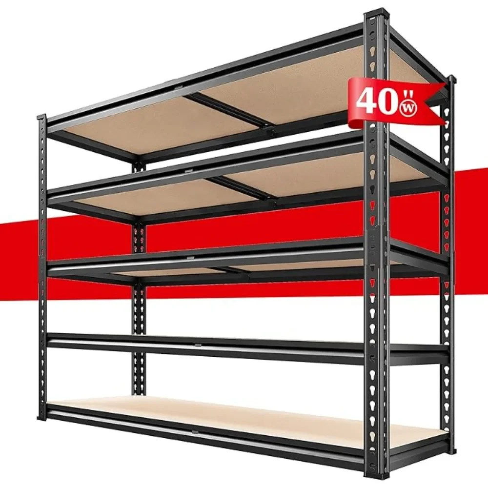 

2500LBS Garage Shelving 72''H Storage Shelves 40" W Metal Shelving 5 Tier, Heavy Duty Adjustable Shelf for Pantry Closet Basemen