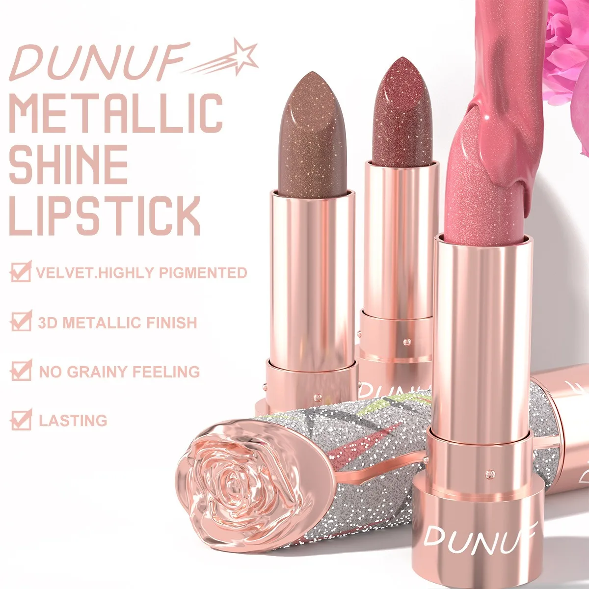 7 Colors Gold Sparkle Metallic Lipstick, Pearl Shimmer Glitter Lip Makeup, High Pigment Velvet Matte Long Lasting Lipstick Sc5b996f6381f48d4bc701a49bff69723Q