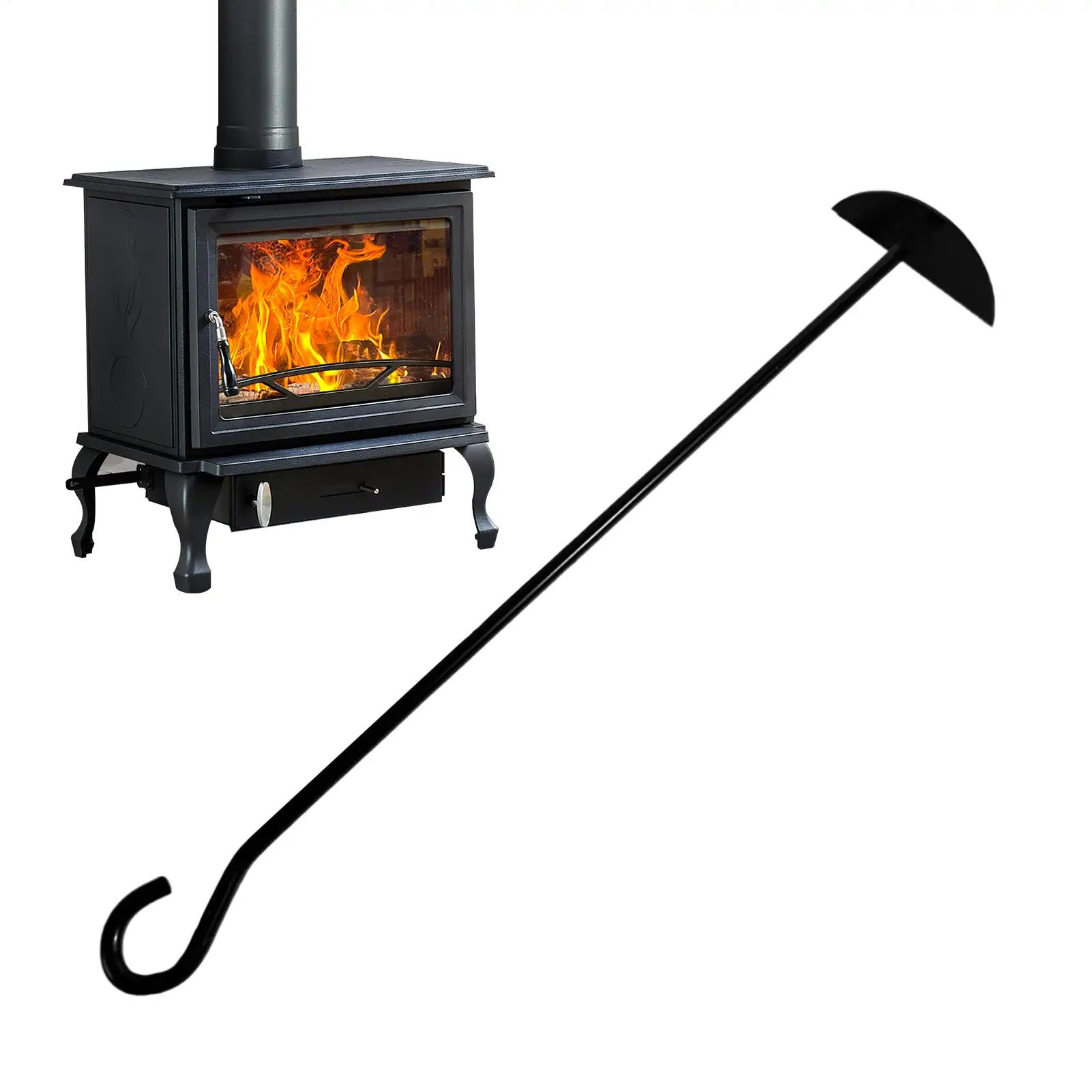 Coal Rake Heavy Duty Scoop Tool Charcoal Scoop Cleaning Tools for Oven Stove Outdoor BBQ Wood Burner Barbecue