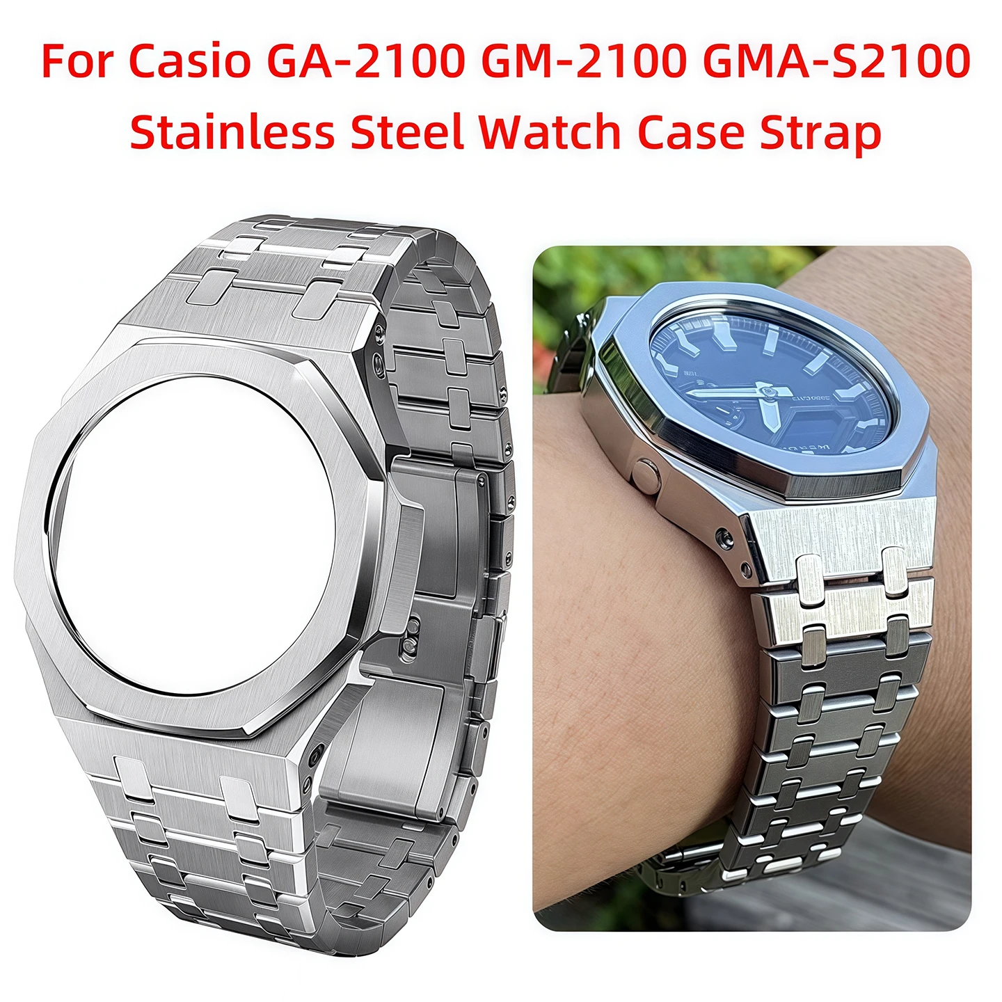 Modification Kit For Casio G-SHOCK GA-2100 GMA-S2100 GM-2100 men Stainless Steel Watch Case Strap Metal Wrist Band Replacement