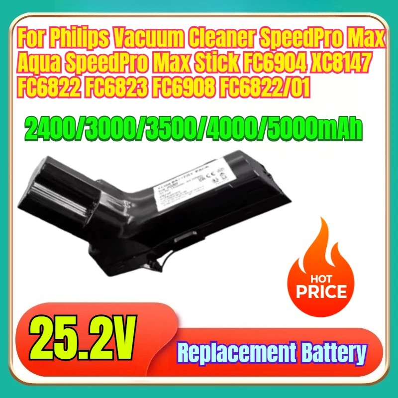 

25.2V Battery for Philips Vacuum Cleaner SpeedPro Max Aqua SpeedPro Max Stick FC6904 XC8147 FC6822 FC6823 FC6908 FC6822/01