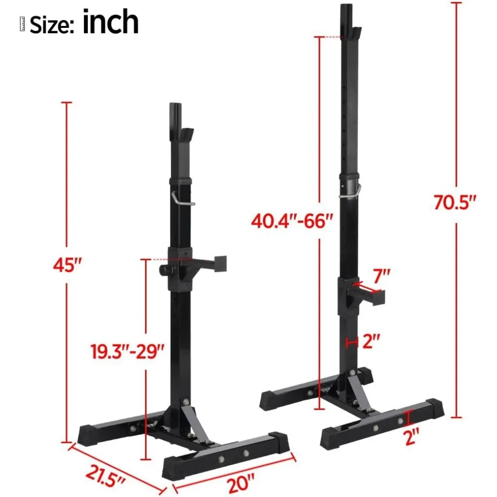 

45-70.5in Adjustable Squat Rack Dipping Station Barbell Rack Dip Stand Fitness Bench Press Equipment Home & Gym