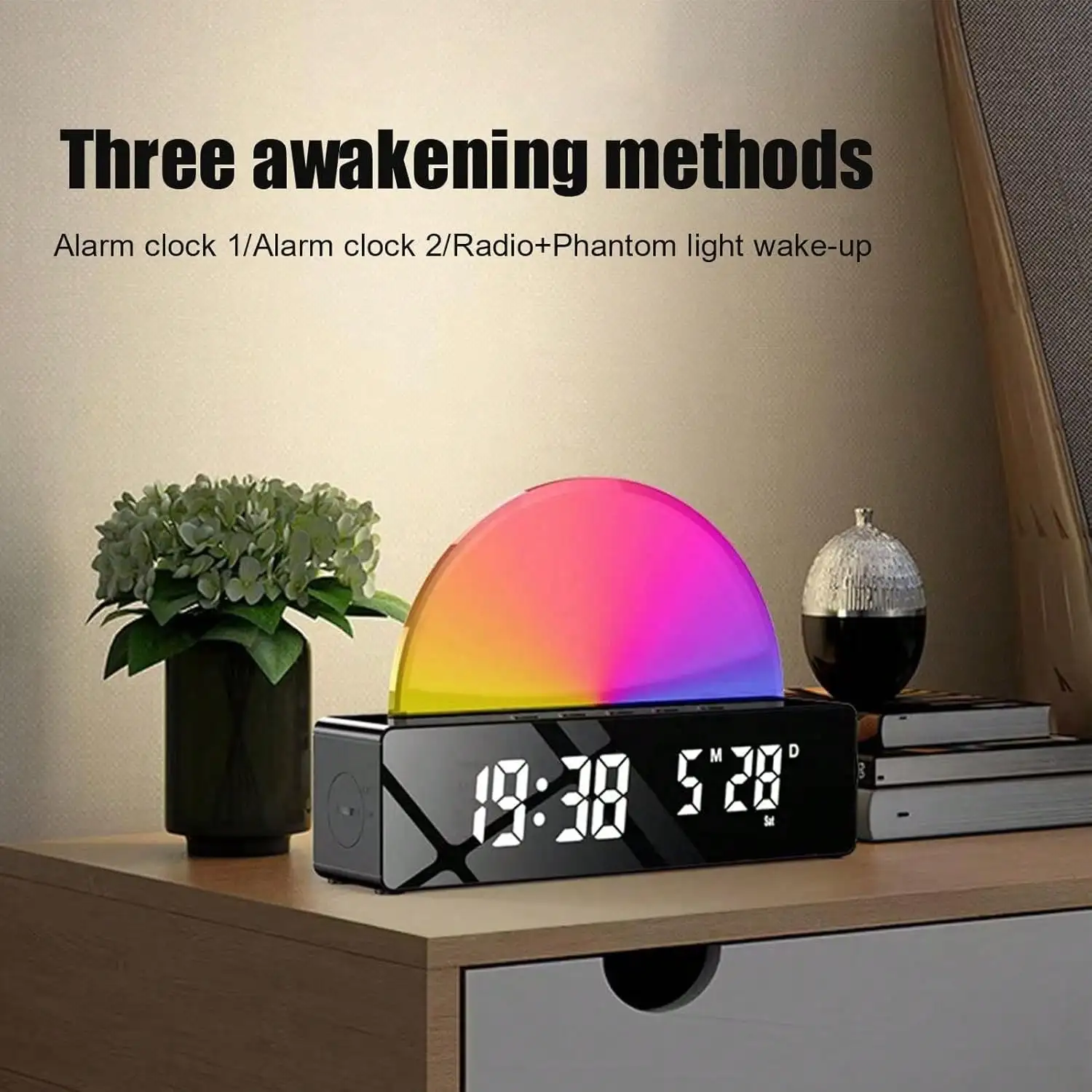 Sunrise Alarm Clock | Luminous Alarm Clock At Sunrise | Luminous Alarm Clock Simulator | Multi-Color Dimmable Atmosphere Night L