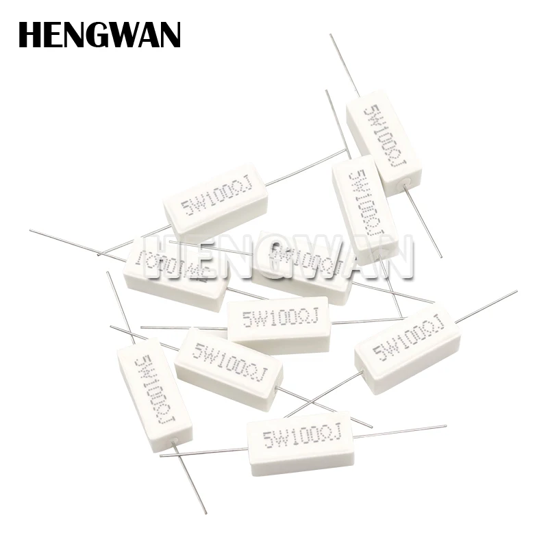 10pcs 5W 5% Cement Resistor Power Resistance 0.1 - 10K 0.1R 0.5R 1R 10R 100R 0.22 0.33 0.5 1 2 5 8 10 15 20 25 30 100 1K 10K ohm